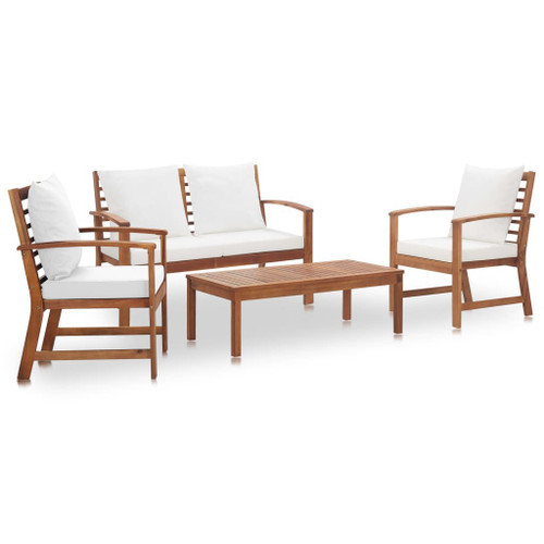 4 Piece Garden Lounge Set with Cushions Solid Acacia Wood 4 Piece Garden Lounge Set with Cushions Solid Acacia Wood