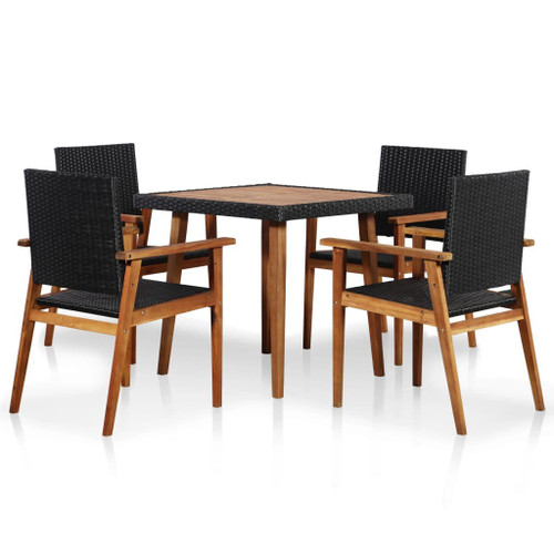 5 Piece Outdoor Dining Set Poly Rattan Black and Brown 5 Piece Outdoor Dining Set Poly Rattan Black and Brown
