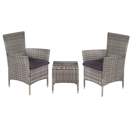 3 Piece Bistro Set Poly Rattan Gray 3 Piece Bistro Set Poly Rattan Gray