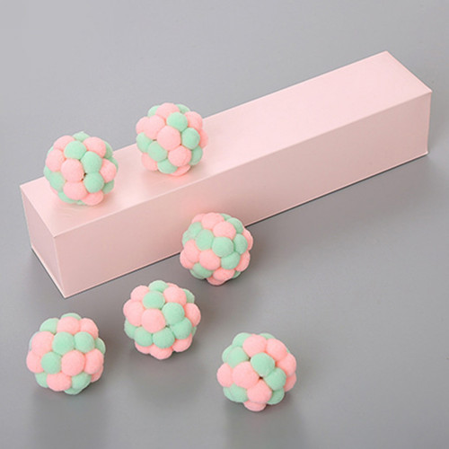 6Pcs Plush Bell Pom-pom Balls Interactive Playing Chewing Training Toys for Cats Kitten 6Pcs Plush Bell Pom-pom Balls Interactive Playing Chewing Training Toys for Cats Kitten