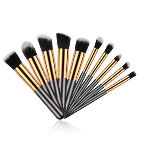 (Black and gold) 10 eye shadow powder eyebrow pencil eyeliner blush foundation concealer makeup brush set (Black and gold) 10 eye shadow powder eyebrow pencil eyeliner blush foundation concealer makeup brush set