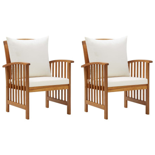 Garden Chairs with Cushions 2 pcs Solid Acacia Wood Garden Chairs with Cushions 2 pcs Solid Acacia Wood
