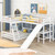 Twin over Full Bunk Bed with Twin Size Loft Bed with Desk and Slide,Full-Length Guardrail Twin over Full Bunk Bed with Twin Size Loft Bed with Desk and Slide,Full-Length Guardrail