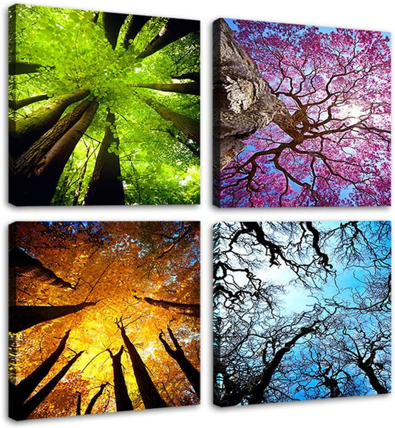 4 Panels Canvas Wall Art Spring Summer Autumn Winter Four Seasons Landscape Color Tree Painting Picture Prints Modern Giclee Artwork Stretched and Framed for Living Room Home Decoration 4 Panels Canvas Wall Art Spring Summer Autumn Winter Four Seasons Landscape Color Tree Painting Picture Prints Modern Giclee Artwork Stretched and Framed for Living Room Home Decoration