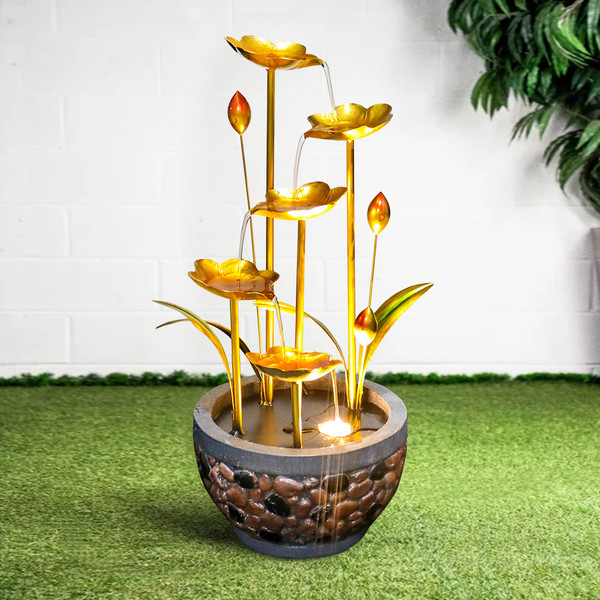 Metal Leaves indoor/Outdoor water Fountain Multi-Tiered Garden Water Feature Metal Leaves indoor/Outdoor water Fountain Multi-Tiered Garden Water Feature