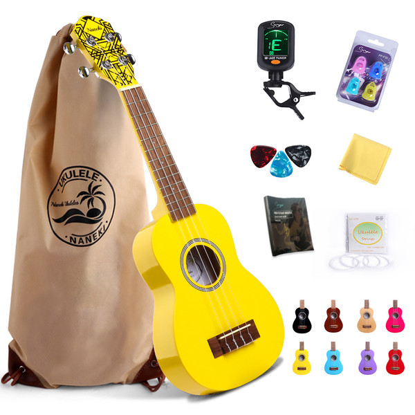 Soprano Ukulele 21 inch Mahogany Mini Kids Guitar Hawaiian ukelele Instrument Kit ukalalee for Beginner Adults Kids Starter(Yellow) Soprano Ukulele 21 inch Mahogany Mini Kids Guitar Hawaiian ukelele Instrument Kit ukalalee for Beginner Adults Kids Starter(Yellow)