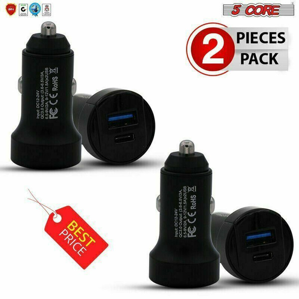 Car Charger Dual Smart Fast USB Port Adapter Speedy Charging Phone Car Plug 5 Core CDKC11USBC Car Charger Dual Smart Fast USB Port Adapter Speedy Charging Phone Car Plug 5 Core CDKC11USBC
