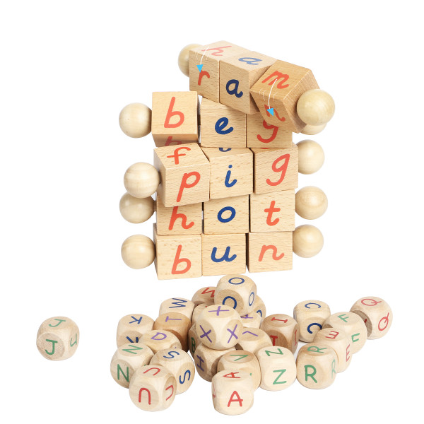 Wooden Montessori Phonetic Cubes Reading Blocks, Kindergarten Educational Learning Toys (40 Pcs per order) Wooden Montessori Phonetic Cubes Reading Blocks, Kindergarten Educational Learning Toys (40 Pcs per order)