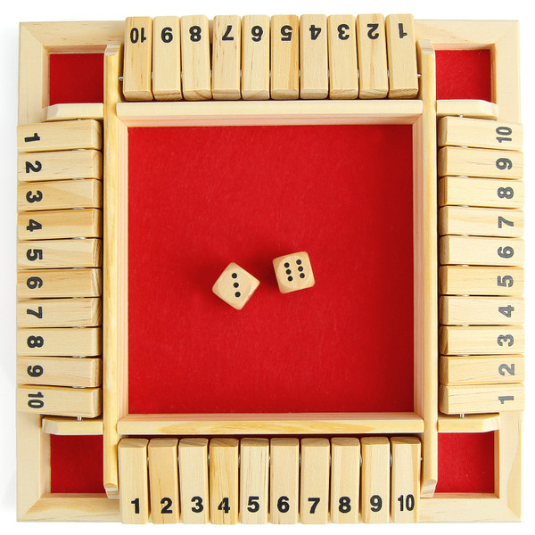 Shut The Box Dice Game Classic 4 Sided Wooden Board Christmas Toy with Dice for Kids Adults Learning Numbers Strategy Risk 2-4 Players Shut The Box Dice Game Classic 4 Sided Wooden Board Christmas Toy with Dice for Kids Adults Learning Numbers Strategy Risk 2-4 Players