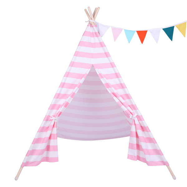 Indian Tent Children Teepee Tent Baby Indoor Dollhouse with Small Coloured Flags roller shade and pocket  XH Indian Tent Children Teepee Tent Baby Indoor Dollhouse with Small Coloured Flags roller shade and pocket  XH