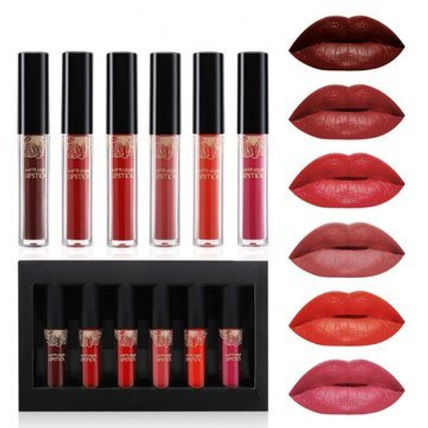 6PC/Set Lip Gloss Lip stick Matte Waterproof Long Lasting Nude Glitter Shimmer Lipstick Women Fashion Makeup Gift 6PC/Set Lip Gloss Lip stick Matte Waterproof Long Lasting Nude Glitter Shimmer Lipstick Women Fashion Makeup Gift