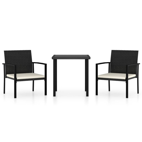 3 Piece Garden Dining Set Poly Rattan Black 3 Piece Garden Dining Set Poly Rattan Black