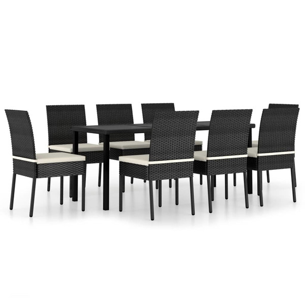 9 Piece Garden Dining Set Poly Rattan Black 9 Piece Garden Dining Set Poly Rattan Black