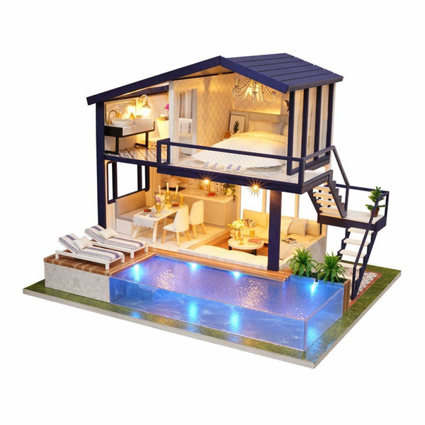 UniHobby DIY Miniature Dollhouse Kit Time Apartment DIY Dollhouse Kit with Wooden Furniture Light Gift House Toy UniHobby DIY Miniature Dollhouse Kit Time Apartment DIY Dollhouse Kit with Wooden Furniture Light Gift House Toy