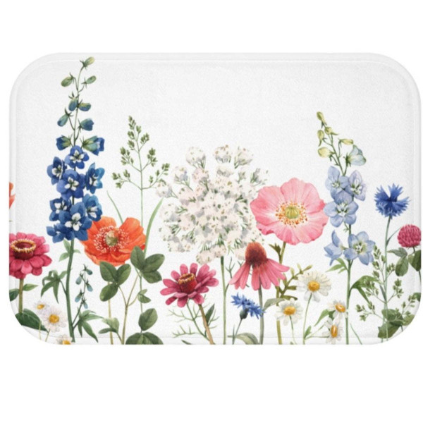 Spring Floral Garden Bath Mat Decor Rug Spring Floral Garden Bath Mat Decor Rug