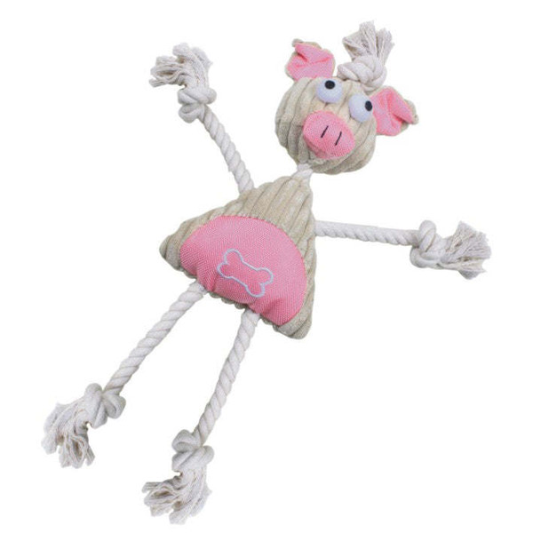 Jute and Rope Plush Pig Manniquen Dog Toy Jute and Rope Plush Pig Manniquen Dog Toy