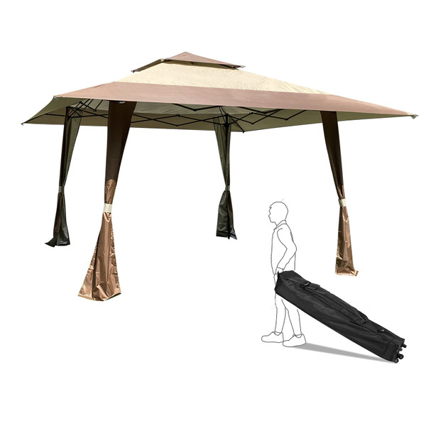Outdoor 13x13 Ft Canopy,Patio Pop-up Folding Gazebo Canopy Tent With Corner Curtain,Suitable For Backyard, Party,Camping,Coffee  YJ Outdoor 13x13 Ft Canopy,Patio Pop-up Folding Gazebo Canopy Tent With Corner Curtain,Suitable For Backyard, Party,Camping,Coffee  YJ