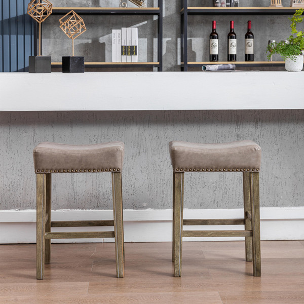 Counter Height 26" Bar Stools for Kitchen Counter Backless Faux Leather Stools Farmhouse Island Chairs (26 Inch, Set of 2) Counter Height 26" Bar Stools for Kitchen Counter Backless Faux Leather Stools Farmhouse Island Chairs (26 Inch, Set of 2)