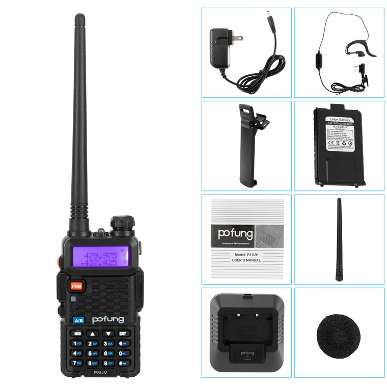 Baofeng pofung P8UV 5W 1800mAh GMRS Dual Power Tube Split Charging Detachable Antenna Adult Analog Walkie-talkie YJ