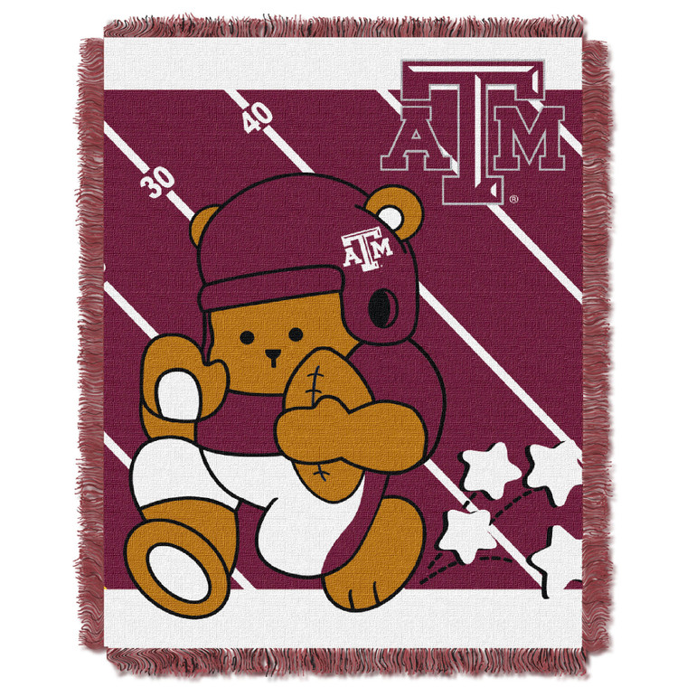 Texas A & M OFFICIAL Collegiate "Half Court" Baby Woven Jacquard Throw