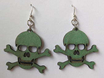 Skull and Crossbones Earrings- Green