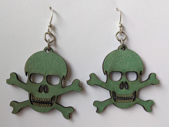 Skull and Crossbones Earrings- Green