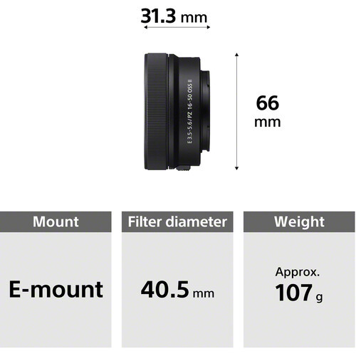 Sony E PZ 16-50mm f/3.5-5.6 OSS II Lens (Sony E, Black) (SELP16502)