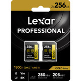 Lexar 256GB Professional 1800x UHS-II SDXC Memory Card (GOLD Series, 2-Pack)