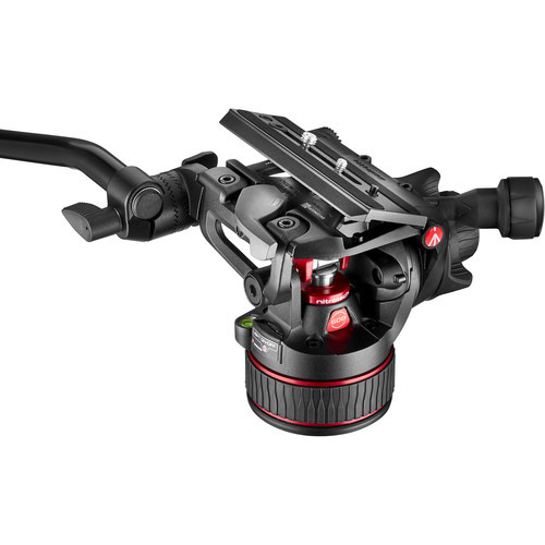 Manfrotto 608 Nitrotech Fluid Video Head and Carbon Fiber Twin Leg Tripod with Middle Spreader