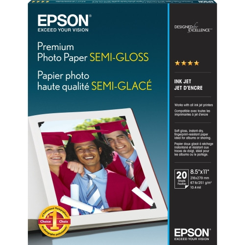 Epson Premium Photo Paper Semi-Gloss - 8.5x11" 20 Sheets