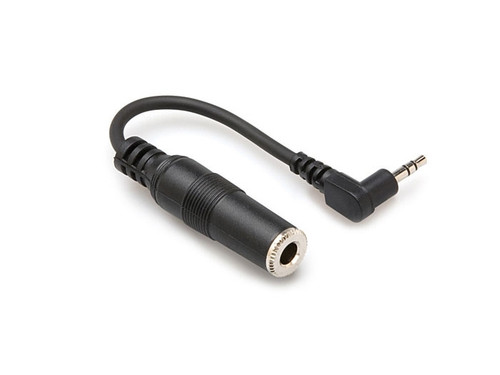 Hosa Technology Stereo Mini Angled Male to Stereo 1/4" Female Headphone Extension Cable - 6"