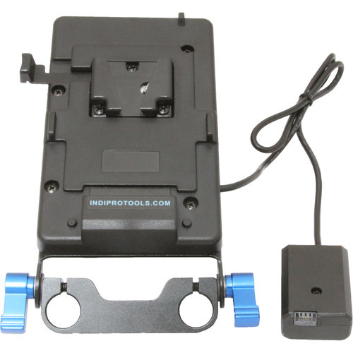 IndiPRO Tools V-Mount Plate with NP-FW50 Dummy Battery - 15mm Rod Bracket IndiPRO Tools V-Mount Plate with NP-FW50 Dummy Battery - 15mm Rod Bracket
