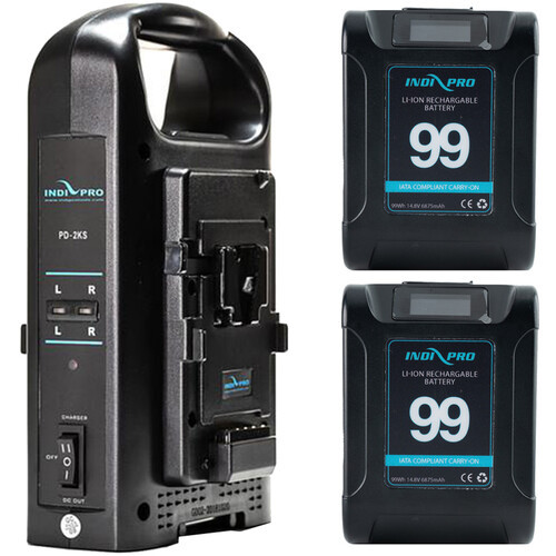 IndiPro Tools Micro Alpha 2x 14.8v 99Wh V-Mount Lithium Batteries with Dual Charger IndiPro Tools Micro Alpha 2x 14.8v 99Wh V-Mount Lithium Batteries with Dual Charger
