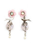 Pretty In Pink Flowers And Swallows  Earrings