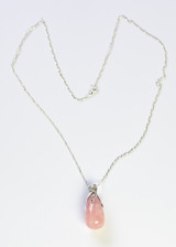 925 Sterling silver rose quartz and tourmaline pendant.
