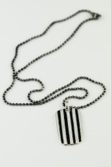 Mens Pendants Sterling Silver Stripe Dog Tag Pendant