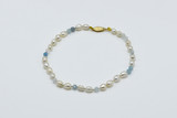 14ct Gold Aquamarine And Freshwater Pearl Anklet