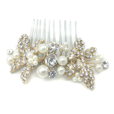 Pearl Bead And Faux Crystal Hair Bridal Comb