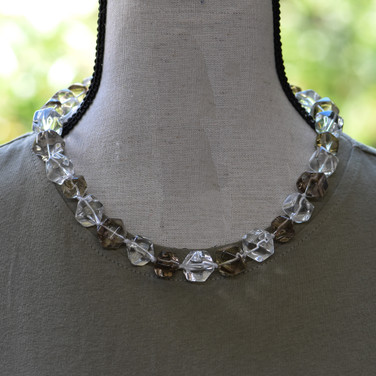 Smokey quartz clear quartz handcrafted statement necklace