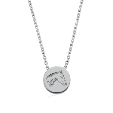 925 sterling silver pony disc pendant