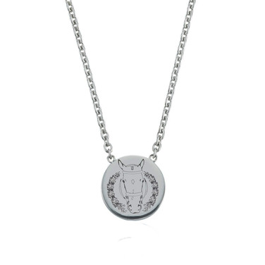 925 sterling silver horse jewelry disc pendant