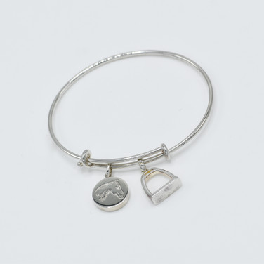 925 sterling silver equine jewelry charm bangle