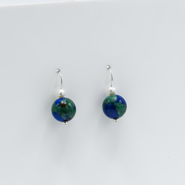 925 Sterling Silver and azurite handcrafted earrings