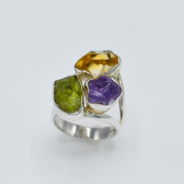 925 Sterling Silver Richly Textured Gemstone Ring