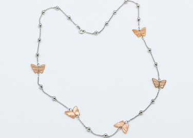 Sustainable jewellery handmade 925 sterling silver rose gold plated butterfly necklace