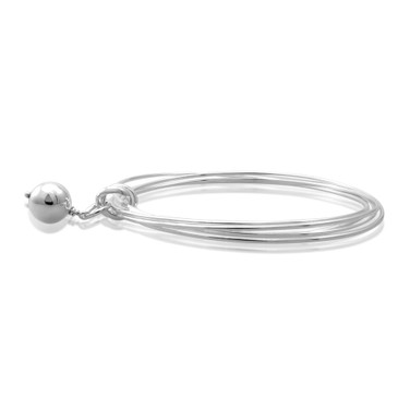 925 Sterling silver link bangle with sterling silver ball