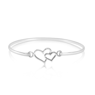 925 Sterling silver double heart bangle