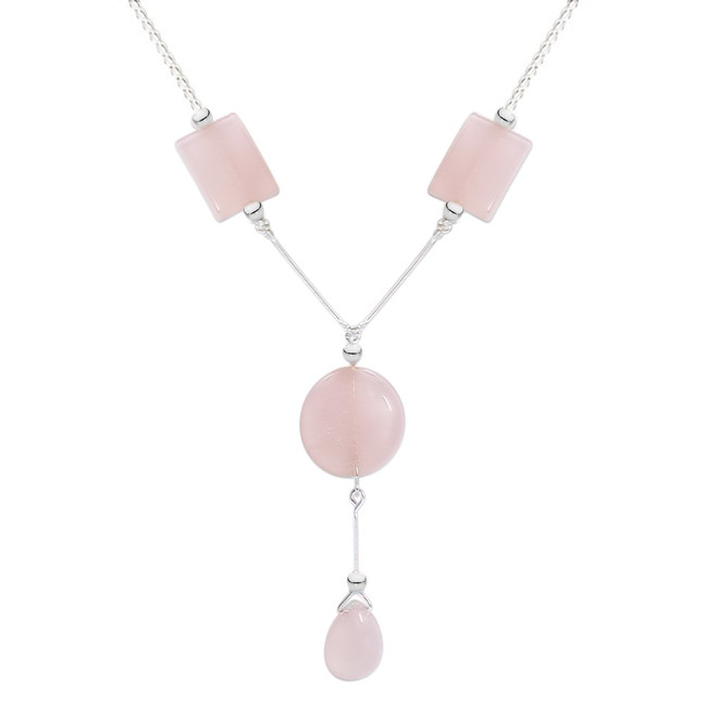 Rose quartz 925 sterling silver pendant