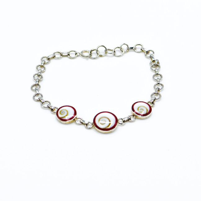 925 sterling silver and shiva eye shell bracelet