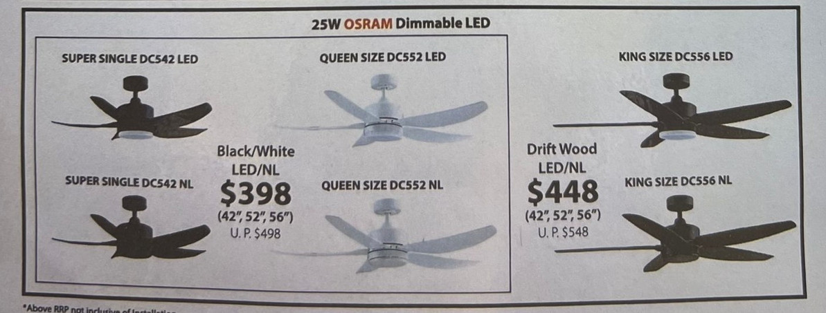 New Samaire ceiling fan models have arrived!